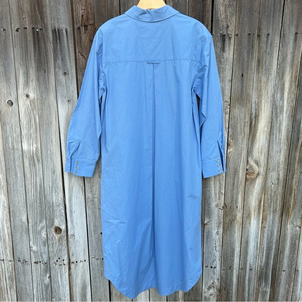 Anthropologie Maeve The Soren Long Sleeve Midi Shirt Dress Cotton Blue M - Picture 8 of 16